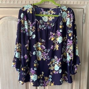 1X Cameo Purple Floral Blouse